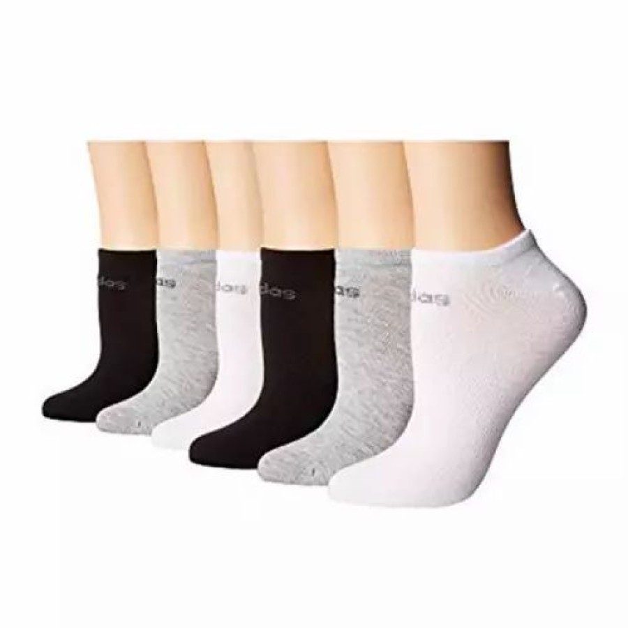 Clothing * | Women'S Adidas Superlite 6 Pack No Show Socks Black/Light Heather