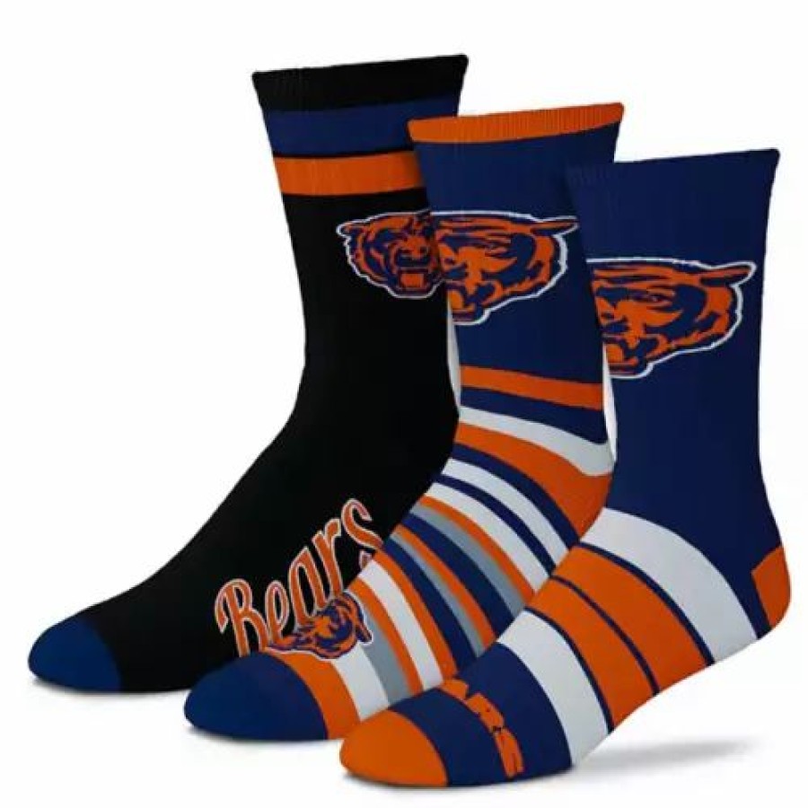 Nfl * | For Bare Feet Chicago Bears 3Pk Team Batch Socks