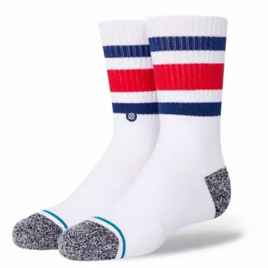 Clothing * | Kids' Stance Boyd Crew Socks White/Blue/Red