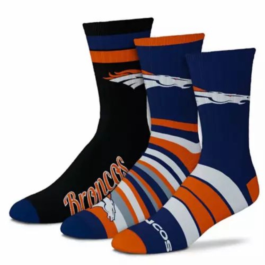 Nfl * | For Bare Feet Denver Broncos 3Pk Team Batch Socks