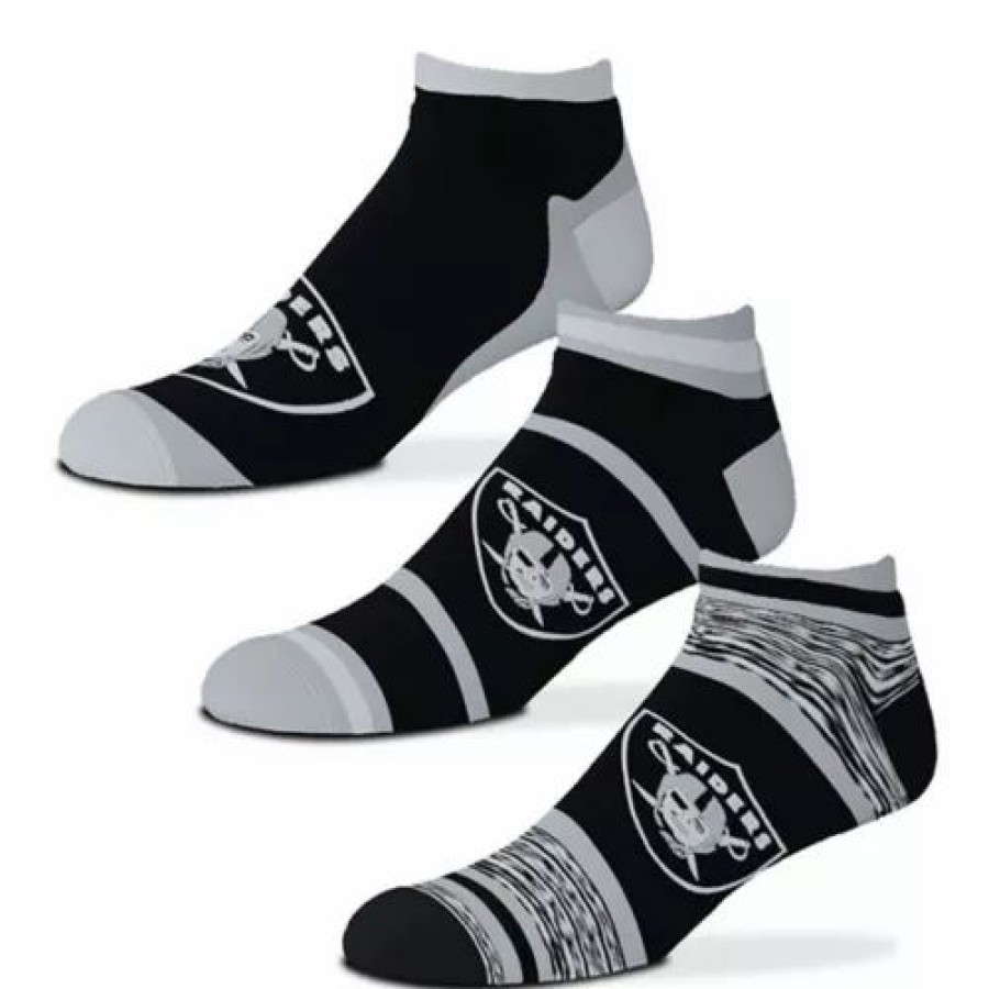 Nfl * | For Bare Feet Las Vegas Raiders 3Pk Flash Socks