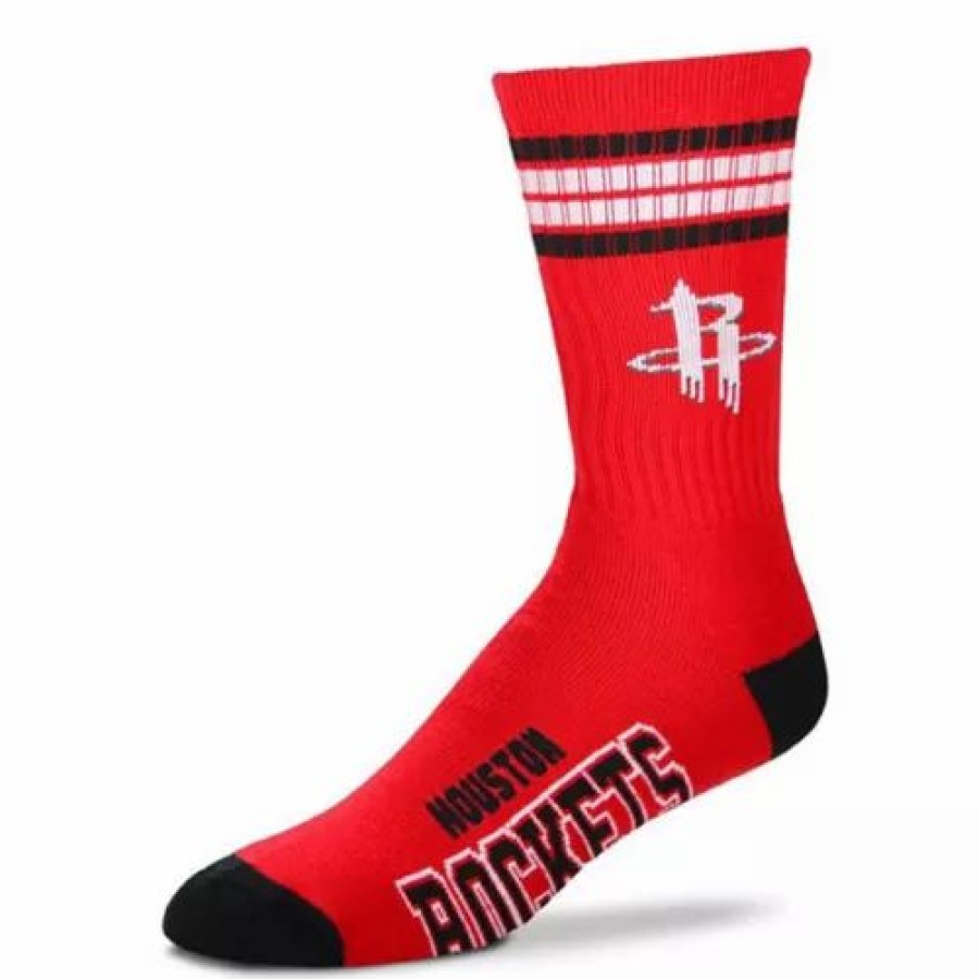 Nba * | For Bare Feet Houston Rockets 4 Stripe Deuce Socks