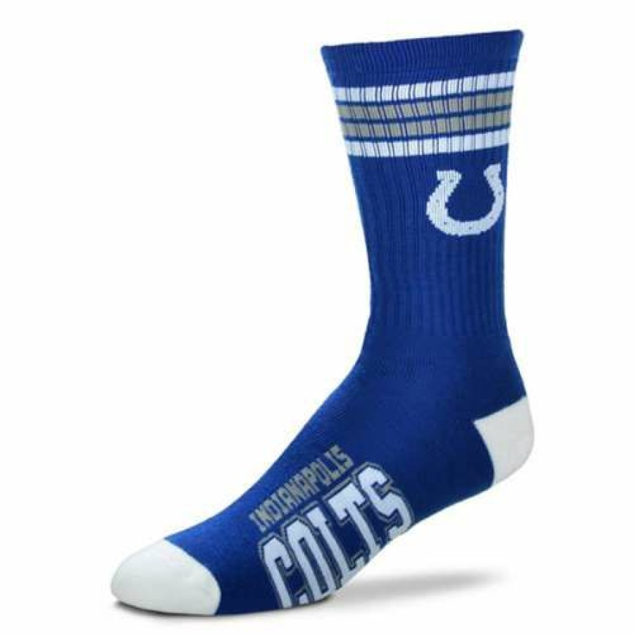 Nfl * | For Bare Feet Indianapolis Colts 4 Stripe Deuce Crew Socks Blue