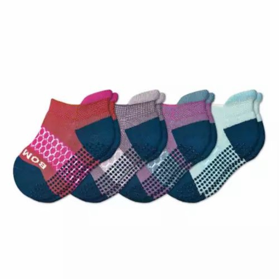 Clothing * | Toddler Bombas Gripper 4 Pack Ankle Socks