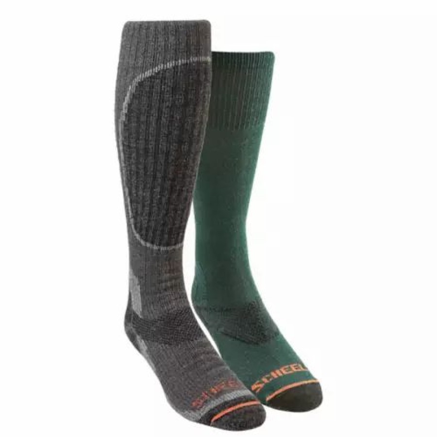 Clothing * | Adult Scheels Outfitters Extreme Cold Weather System 2 Pack Crew Hunting Socks Grey/Green