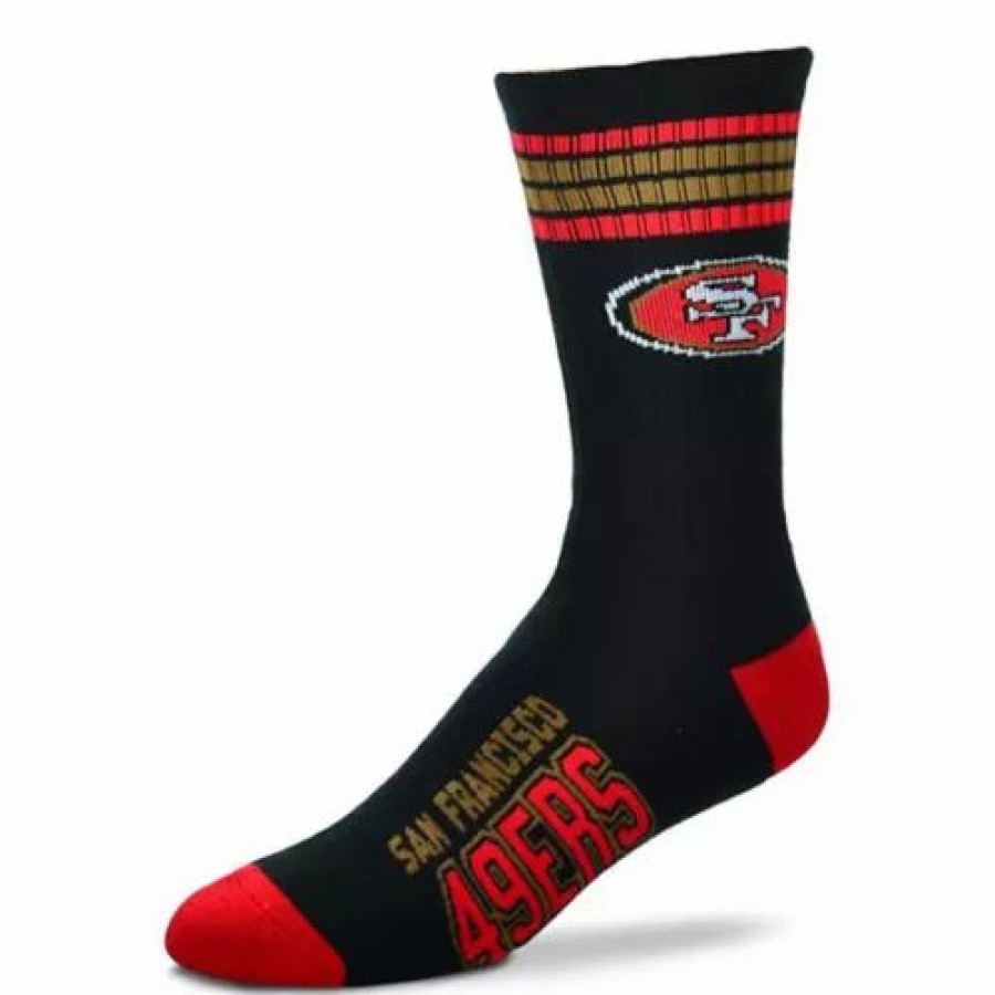 Nfl * | For Bare Feet San Francisco 49Ers 4 Stripe Deuce Socks