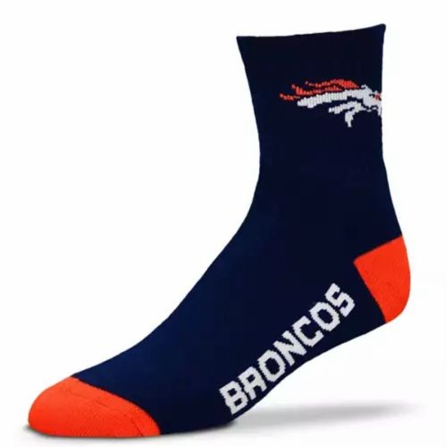 Nfl * | For Bare Feet Denver Broncos Crew Socks Navy