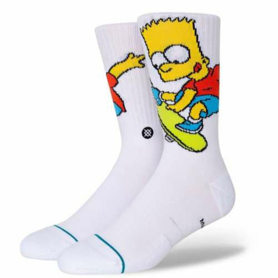 Clothing * | Adult Stance Bart Simpson Crew Socks White