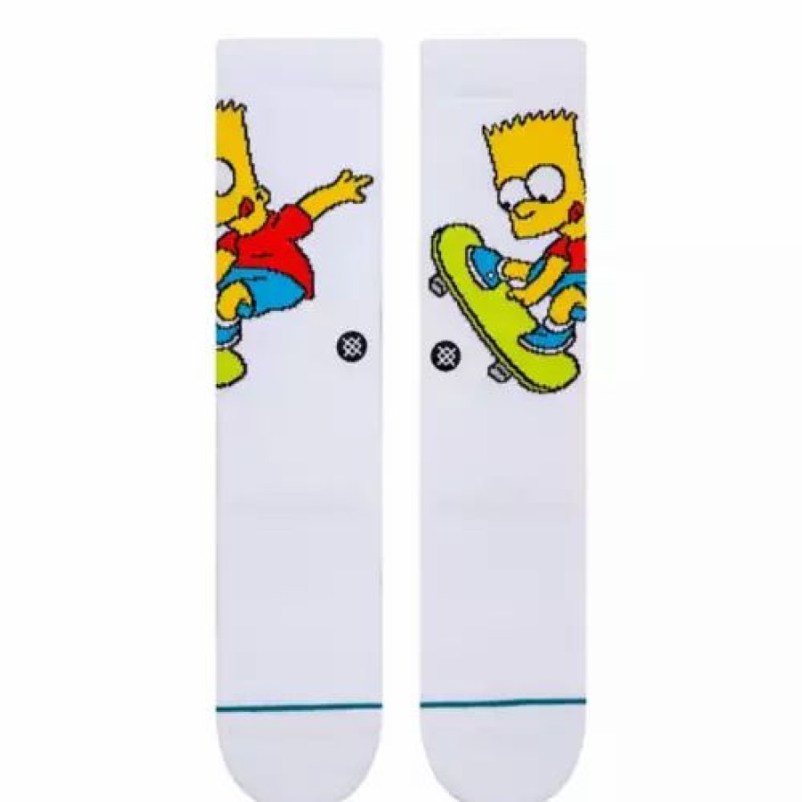 Clothing * | Adult Stance Bart Simpson Crew Socks White