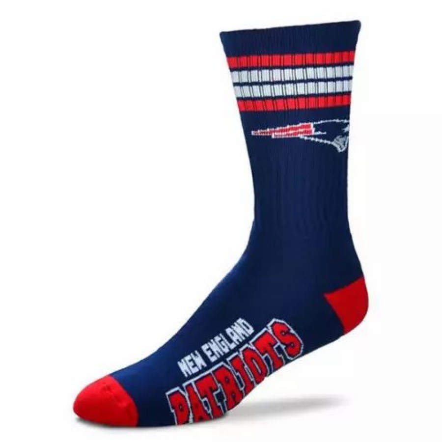 Nfl * | For Bare Feet Kids' New England Patriots 4 Stripe Deuce Socks Navy