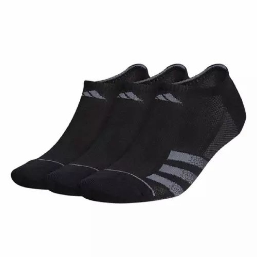 Clothing * | Men'S Adidas Superlite Stripe 3 No Show 3 Pack Crew Running Socks