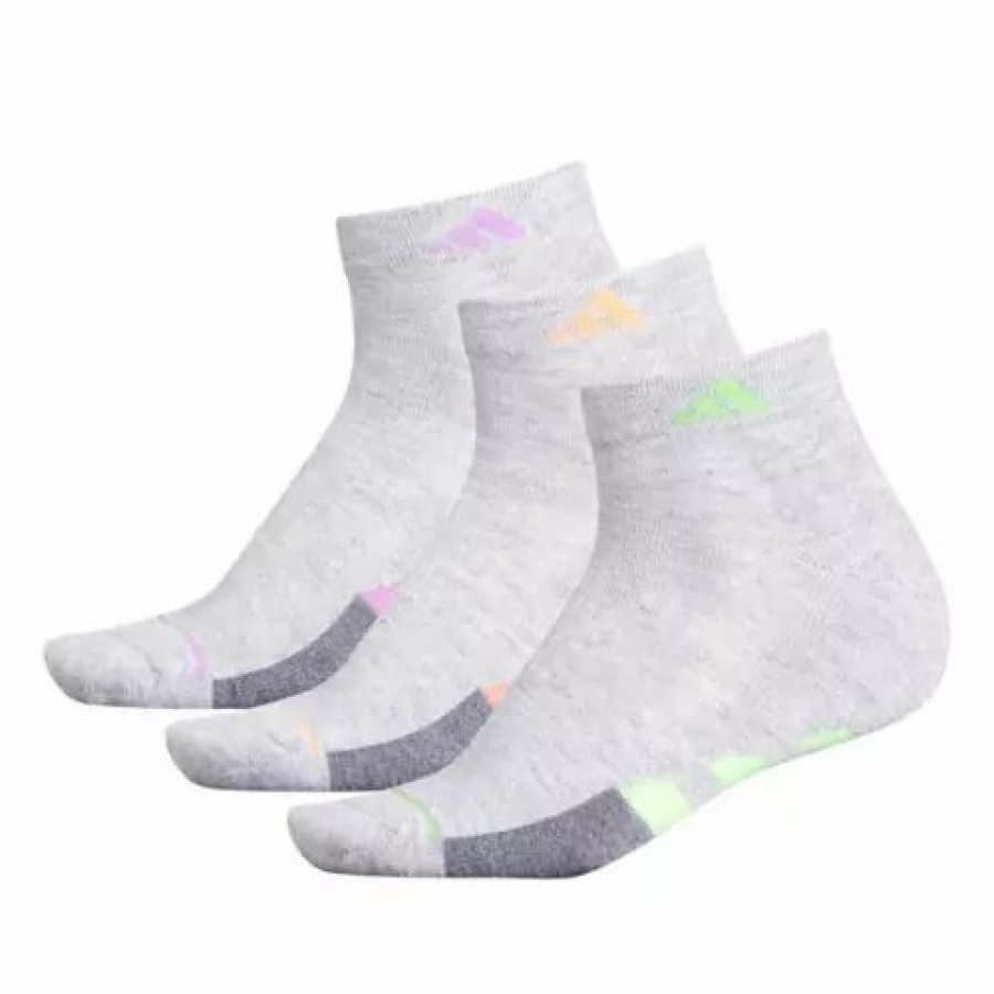 Clothing * | Women'S Adidas Cushioned Ii 3 Pack No Show Socks Cool Light Heather/ Glow G