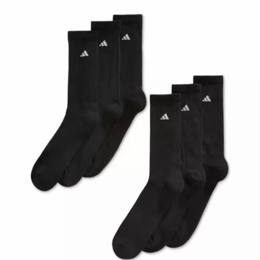 Clothing * | Adult Adidas Cushioned 6 Pack Crew Socks Black/Aluminum