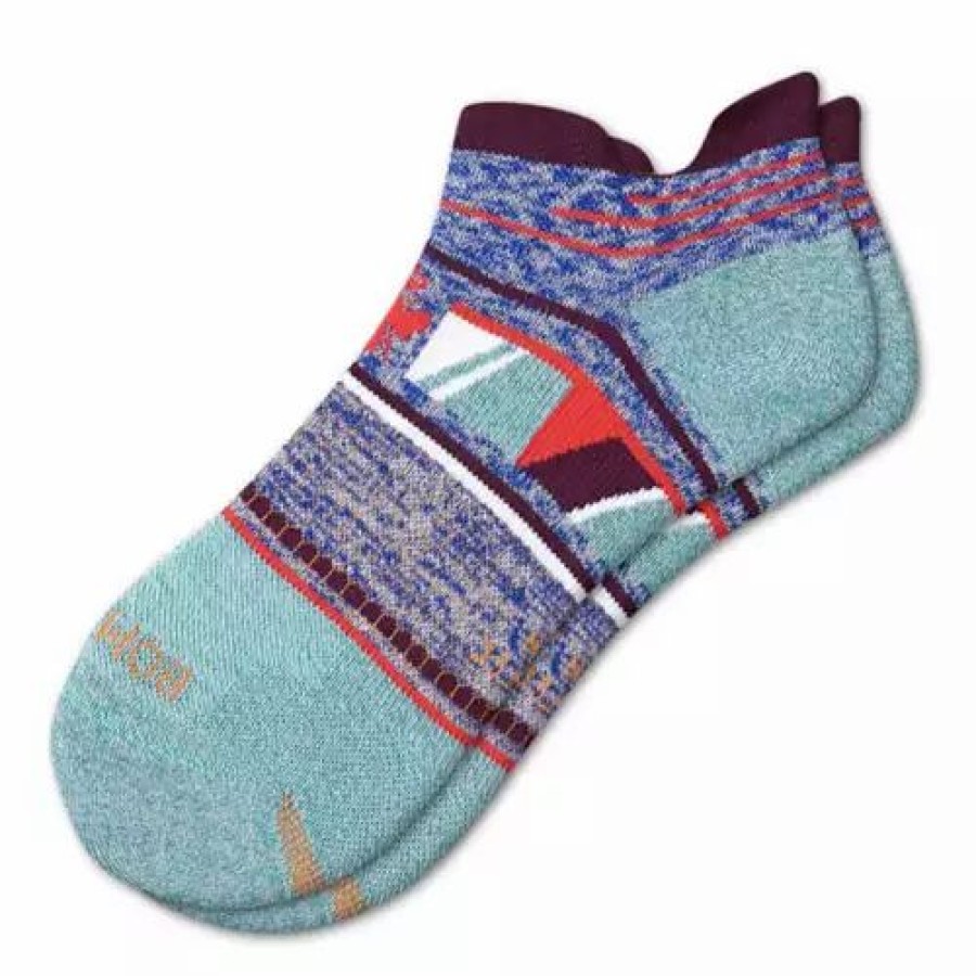 Clothing * | Women'S Bombas Abstract Leaf Performance Ankle Running Socks Surf