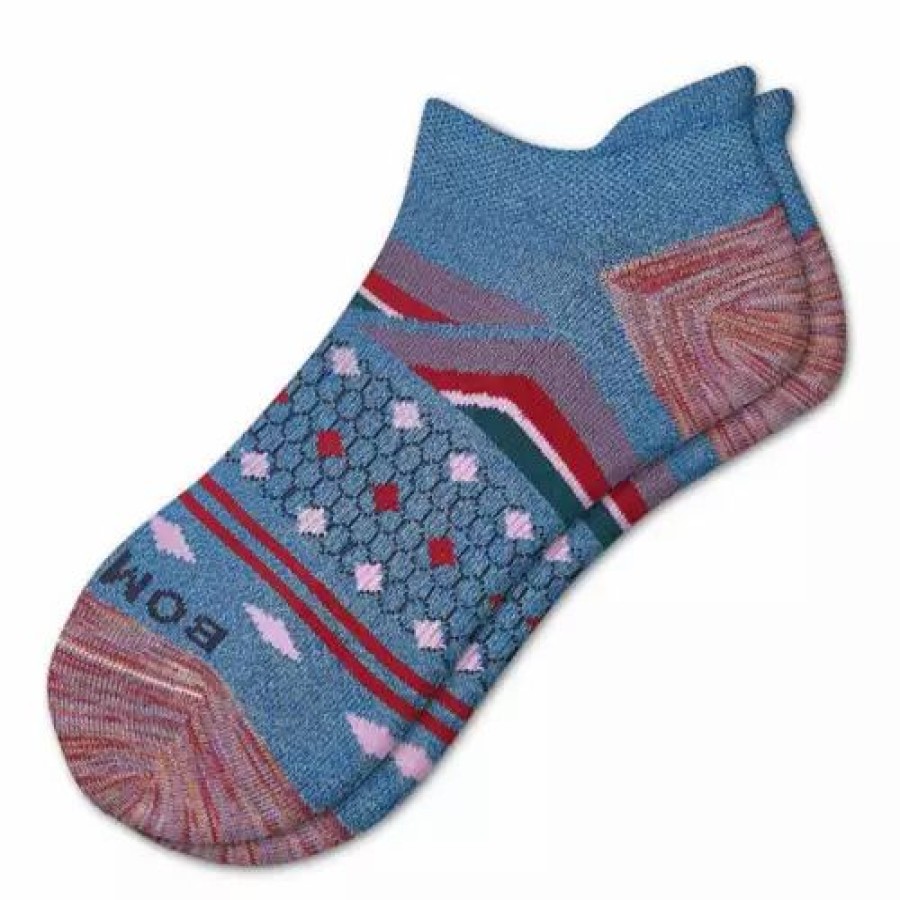 Clothing * | Women'S Bombas Marl Stripe Ankle Socks Glacial Blue