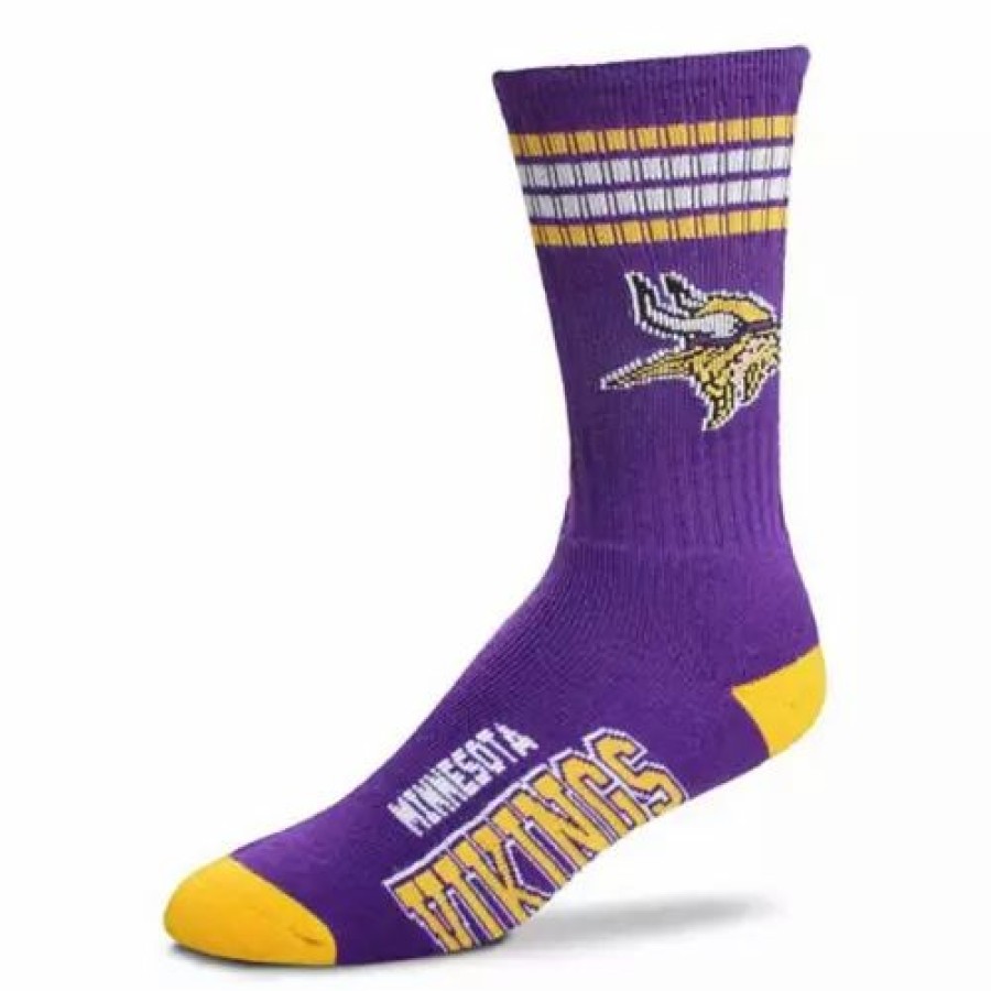 Nfl * | For Bare Feet Minnesota Vikings 4 Stripe Deuce Socks