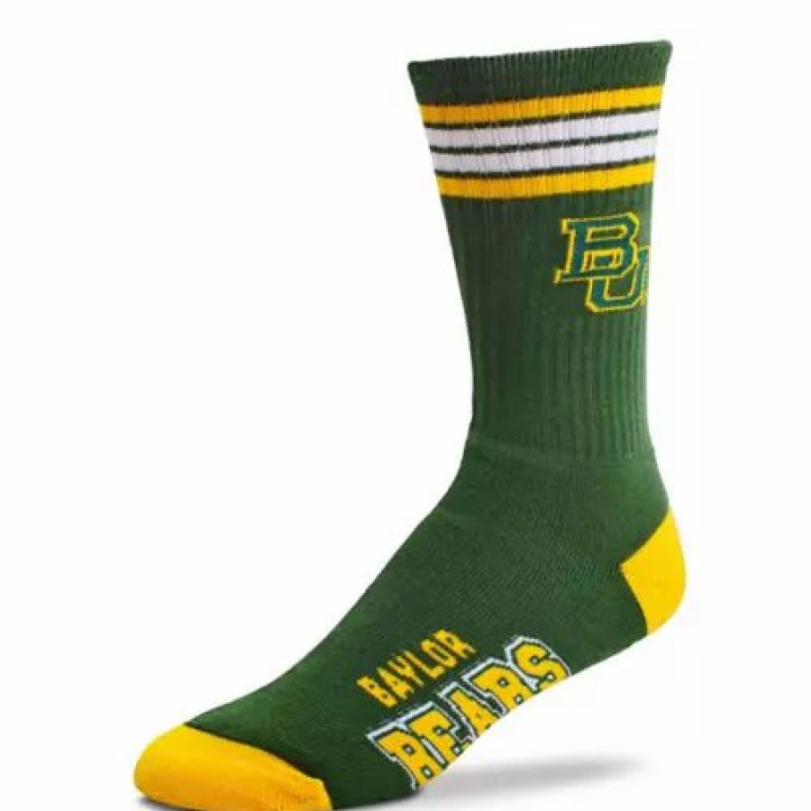 College * | For Bare Feet Baylor Bears 4 Stripe Deuce Crew Socks Green