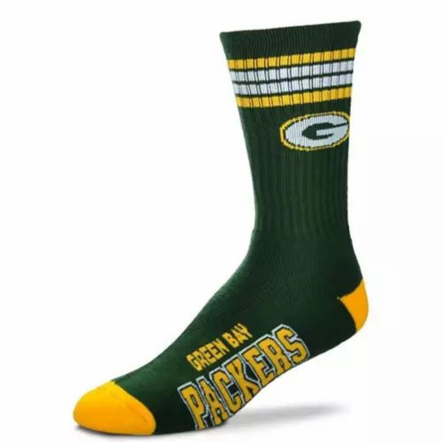 Nfl * | For Bare Feet Kids' Bay Packers 4 Stripe Deuce Socks Green