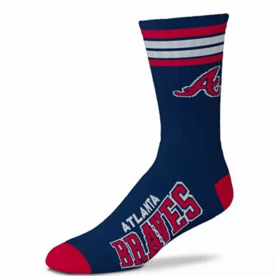 Mlb * | For Bare Feet Atlanta Braves 4 Stripe Deuce Socks