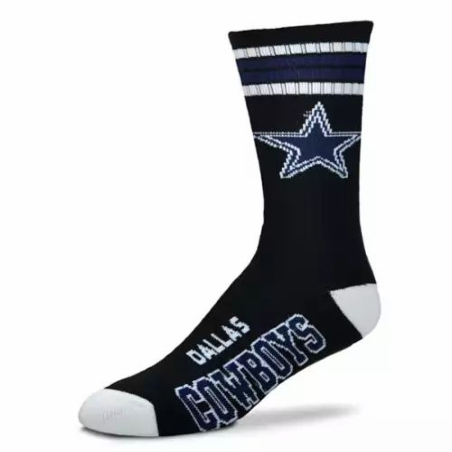 Nfl * | For Bare Feet Dallas Cowboys 4 Stripe Deuce Socks