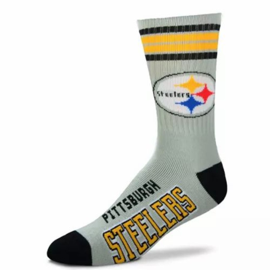 Nfl * | For Bare Feet Pittsburgh Steelers 4 Stripe Deuce Socks