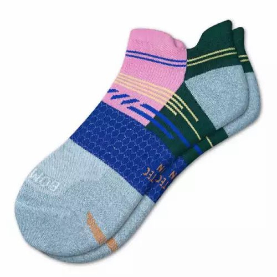 Clothing * | Women'S Bombas Randomfeed Stripe Ankle Running Socks Lip Gloss