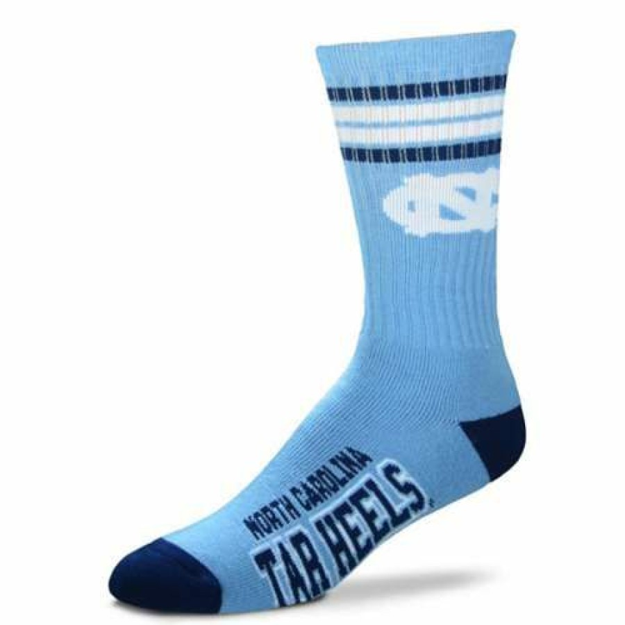 College * | For Bare Feet North Carolina Tar Heels 4 Stripe Deuce Crew Socks Light Blue