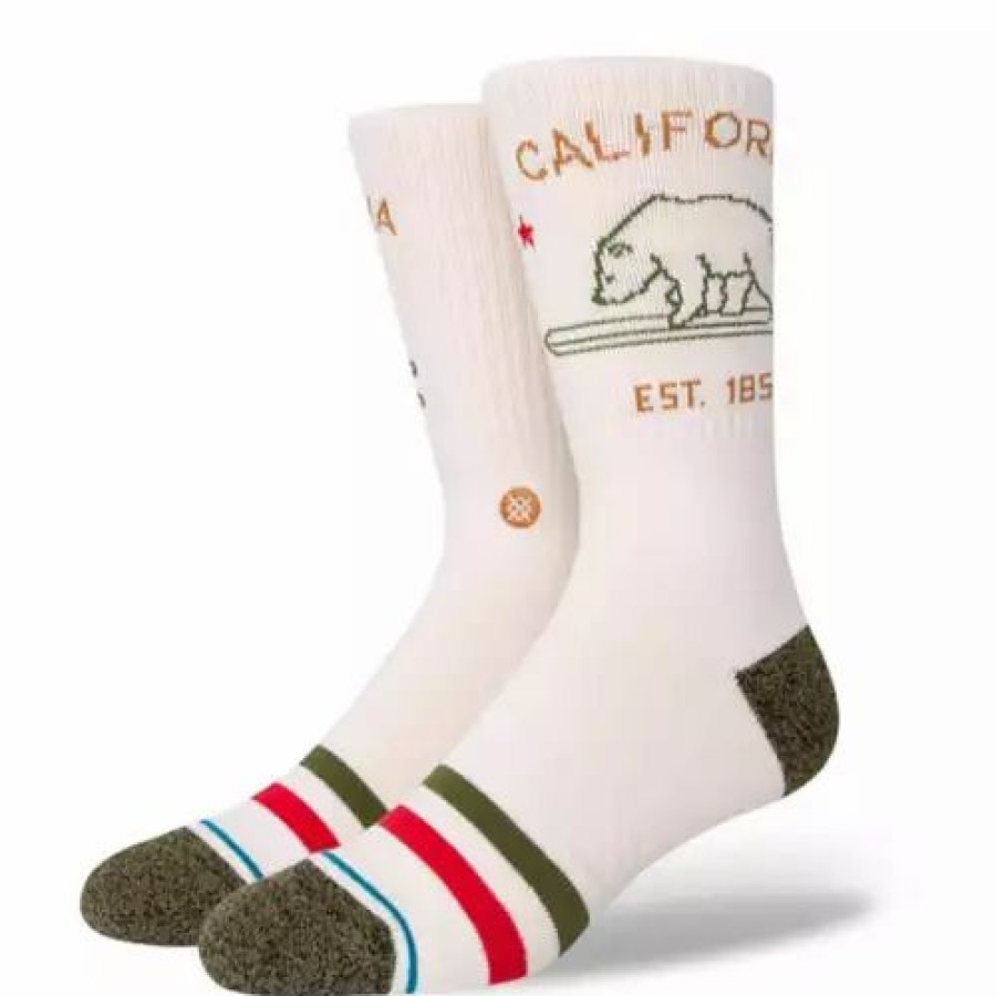 Clothing * | Adult Stance California Republic Crew Socks Off White