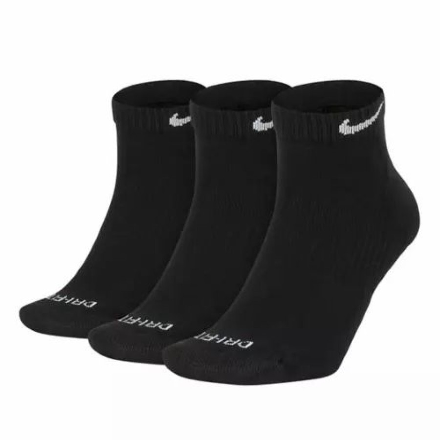 Clothing * | Adult Nike Everyday Plus Cushioned 3 Pack Ankle Running Socks Black/White