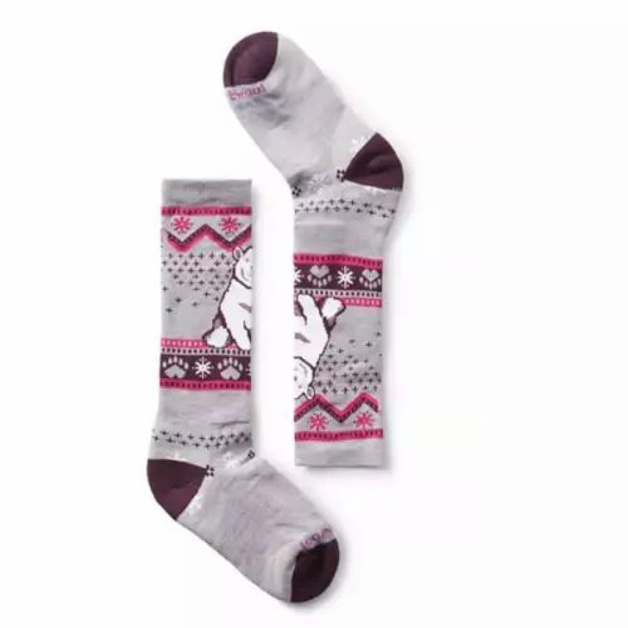 Clothing * | Kids' Smartwool Wintersport Full Cushion Polar Bear Pattern Knee High Skiing Socks Purple Eclipse