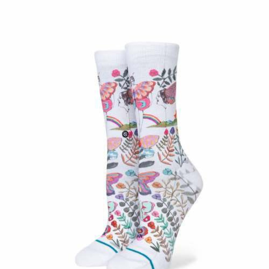 Clothing * | Adult Stance Garden Of Growth Crew Socks White