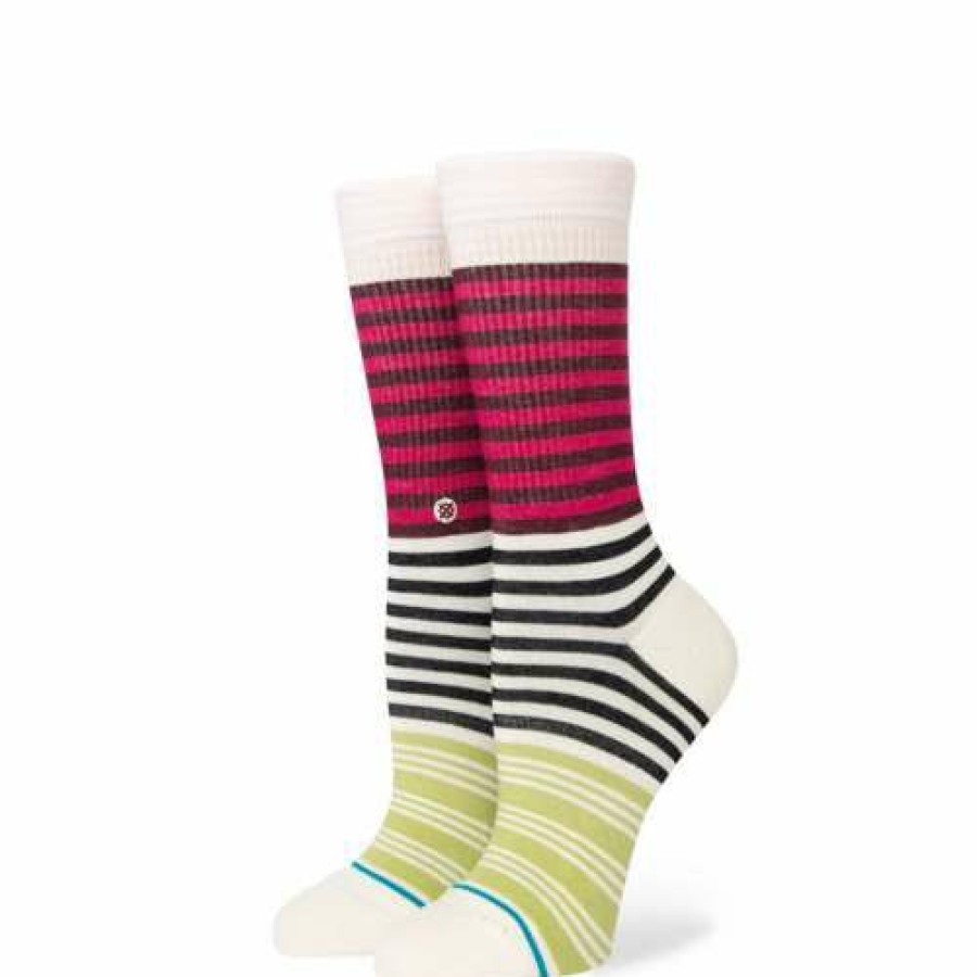 Clothing * | Adult Stance Sunshine Strip Crew Socks Magenta