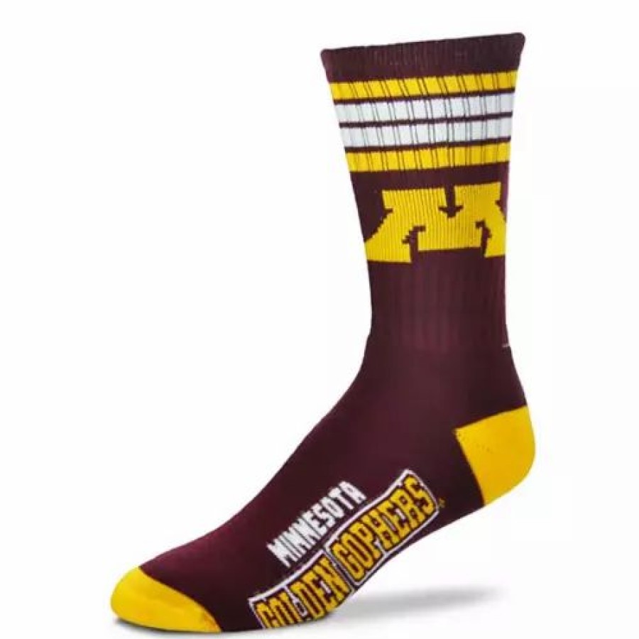 College * | For Bare Feet Minnesota Golden Gophers 4 Stripe Deuce Crew Socks Maroon