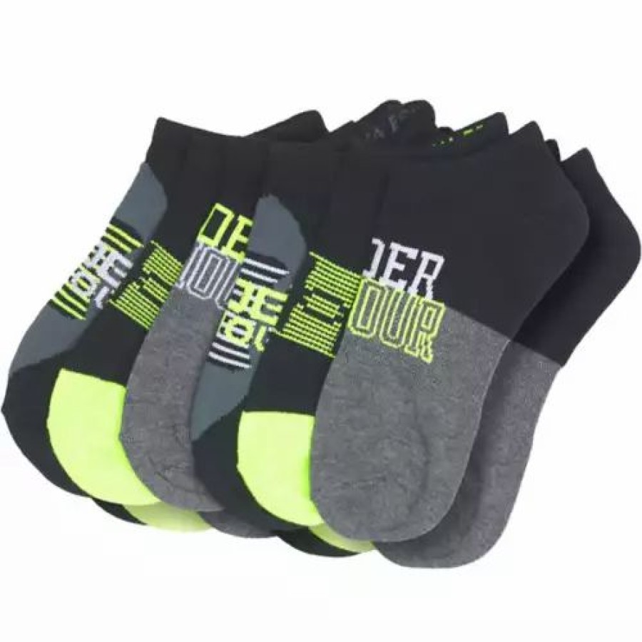 Clothing * | Kids' Under Armour Essential Lite 6 Pack No Show Running Socks Black/Black/White