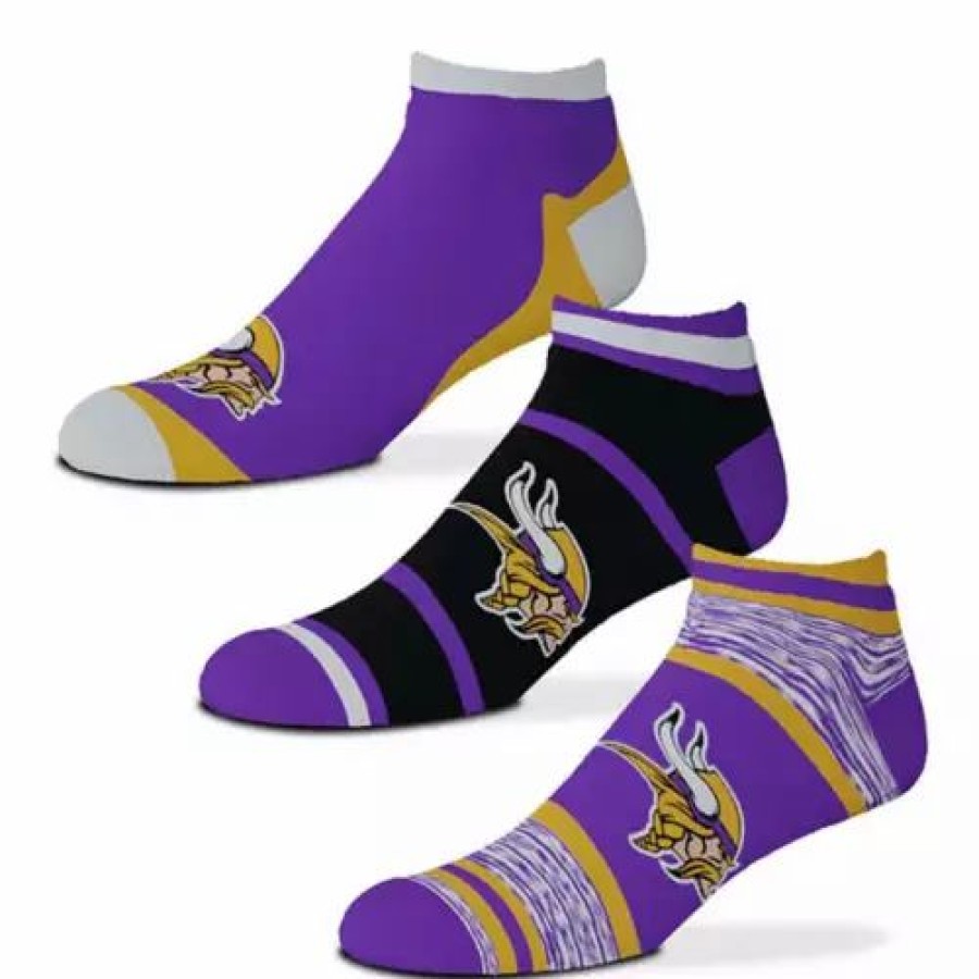 Nfl * | For Bare Feet Minnesota Vikings 3Pk Flash Socks