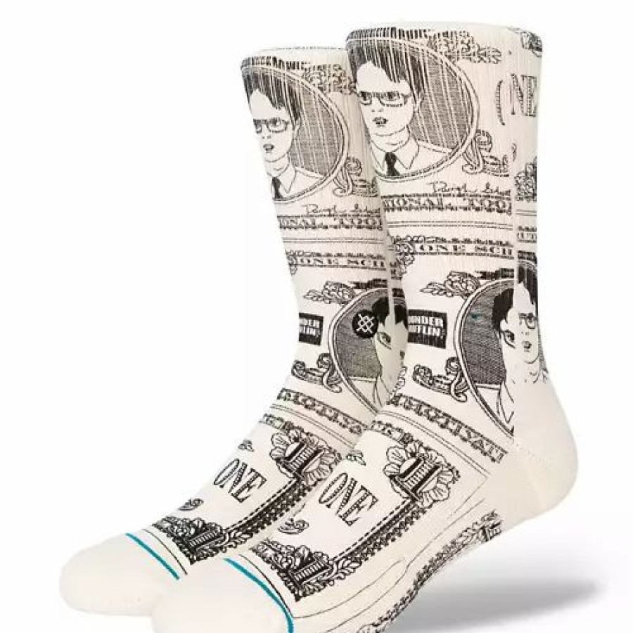 Clothing * | Men'S Stance Schrute Buck Crew Socks Off White