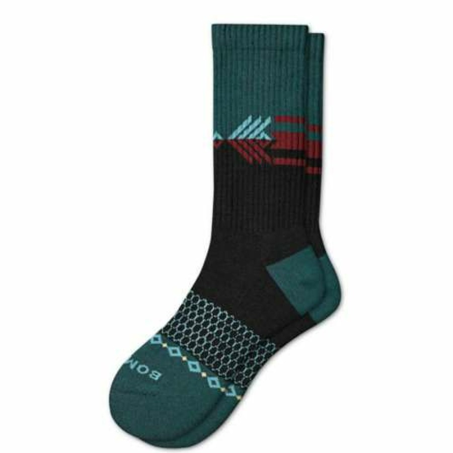 Clothing * | Men'S Bombas Marl Fair Isle Crew Socks Jewel Pine