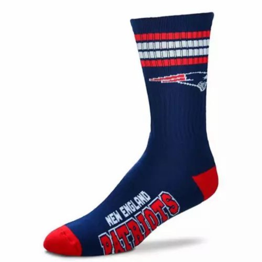 Nfl * | For Bare Feet New England Patriots 4 Stripe Deuce Socks Navy