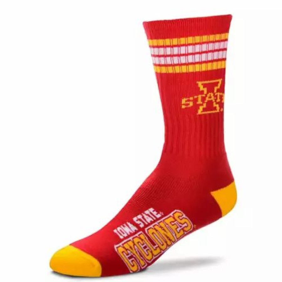 College * | For Bare Feet Iowa State Cyclones 4Stripe Deuce Crew Socks Red