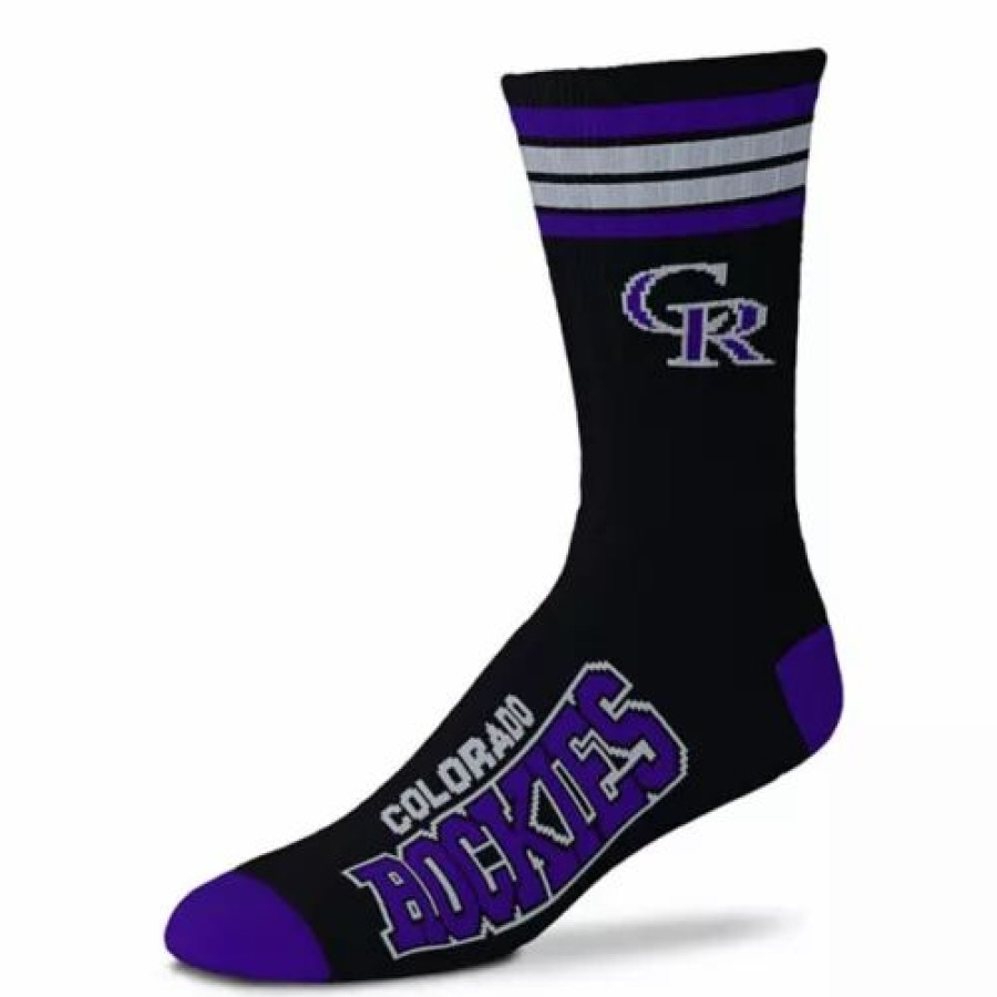 Mlb * | For Bare Feet Kid'S Colorado Rockies 4 Stripe Deuce Socks