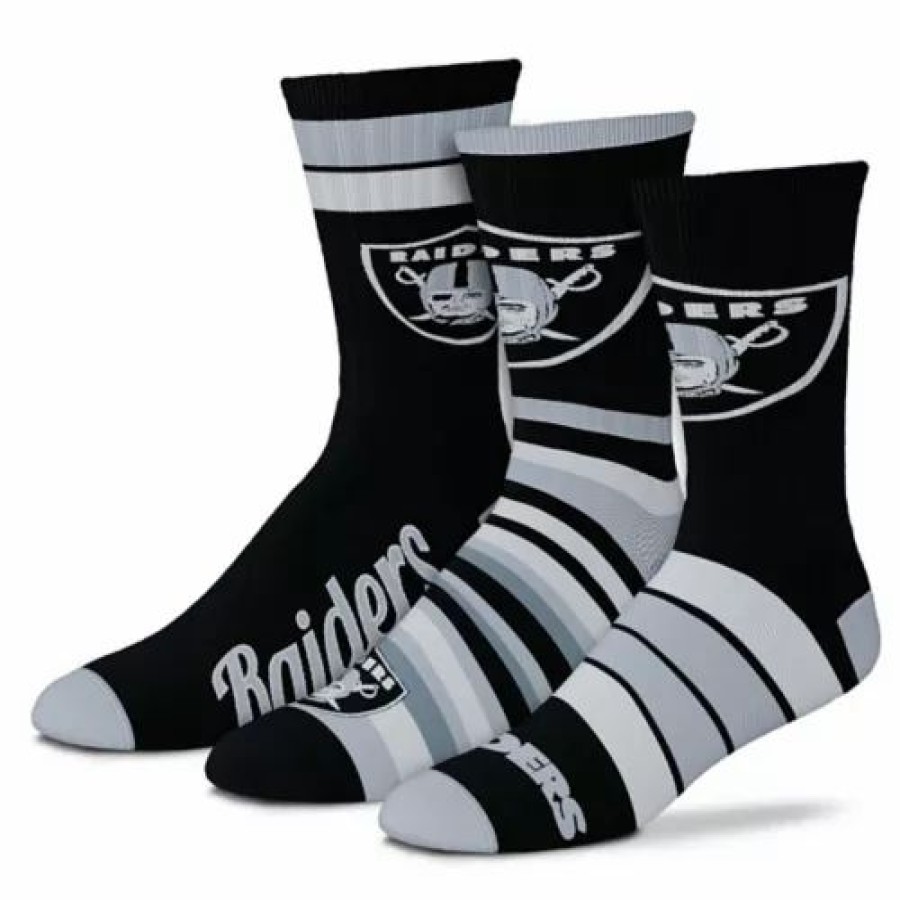 Nfl * | For Bare Feet Las Vegas Raiders 3Pk Team Batch Socks