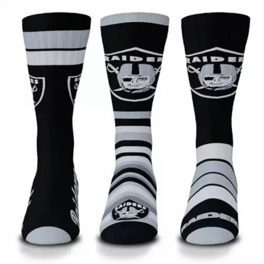 Nfl * | For Bare Feet Las Vegas Raiders 3Pk Team Batch Socks