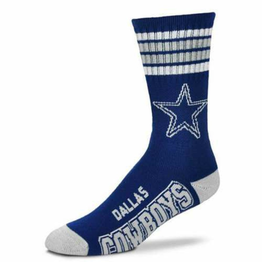 Nfl * | For Bare Feet Kids' Dallas Cowboys 4 Stripe Deuce Socks Navy