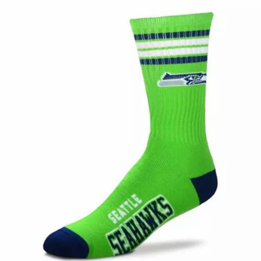 Nfl * | For Bare Feet Kids' Seattle Seahawks 4 Stripe Deuce Socks Green