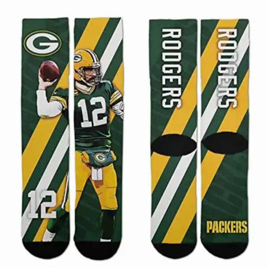 Nfl * | For Bare Feet Green Bay Packers Aaron Rodgers Player Stripe Socks