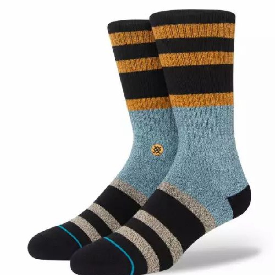 Clothing * | Men'S Stance Staggered Crew Socks Washed Black