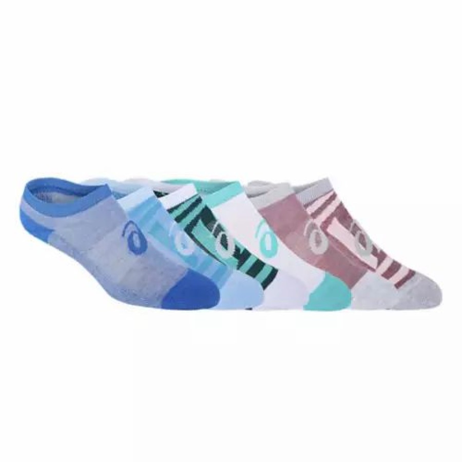 Clothing * | Girls' Asics Invasion 6 Pack No Show Running Socks Pink/Aqua/Teal