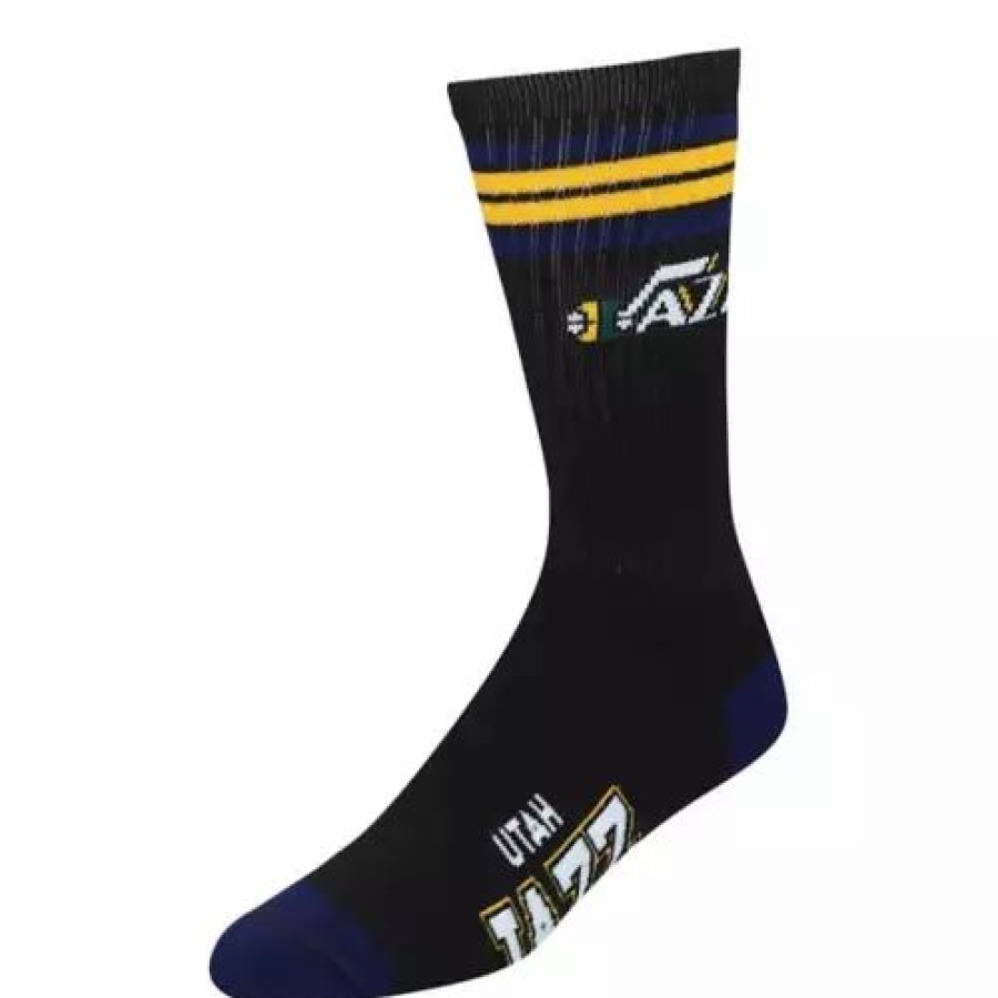 Nba * | For Bare Feet Utah Jazz 4 Stripe Socks Black