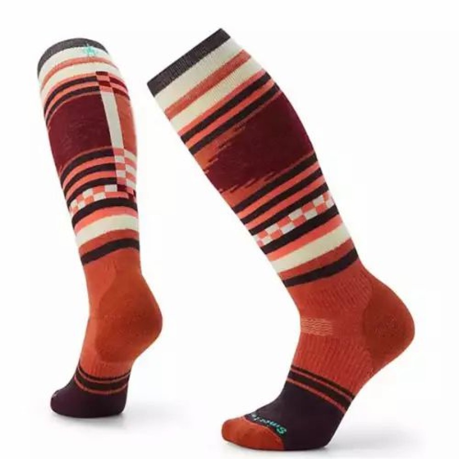 Clothing * | Women'S Smartwool Full Cushion Pattern Snowboard Knee High Snowboarding Socks Orange Rust Heather