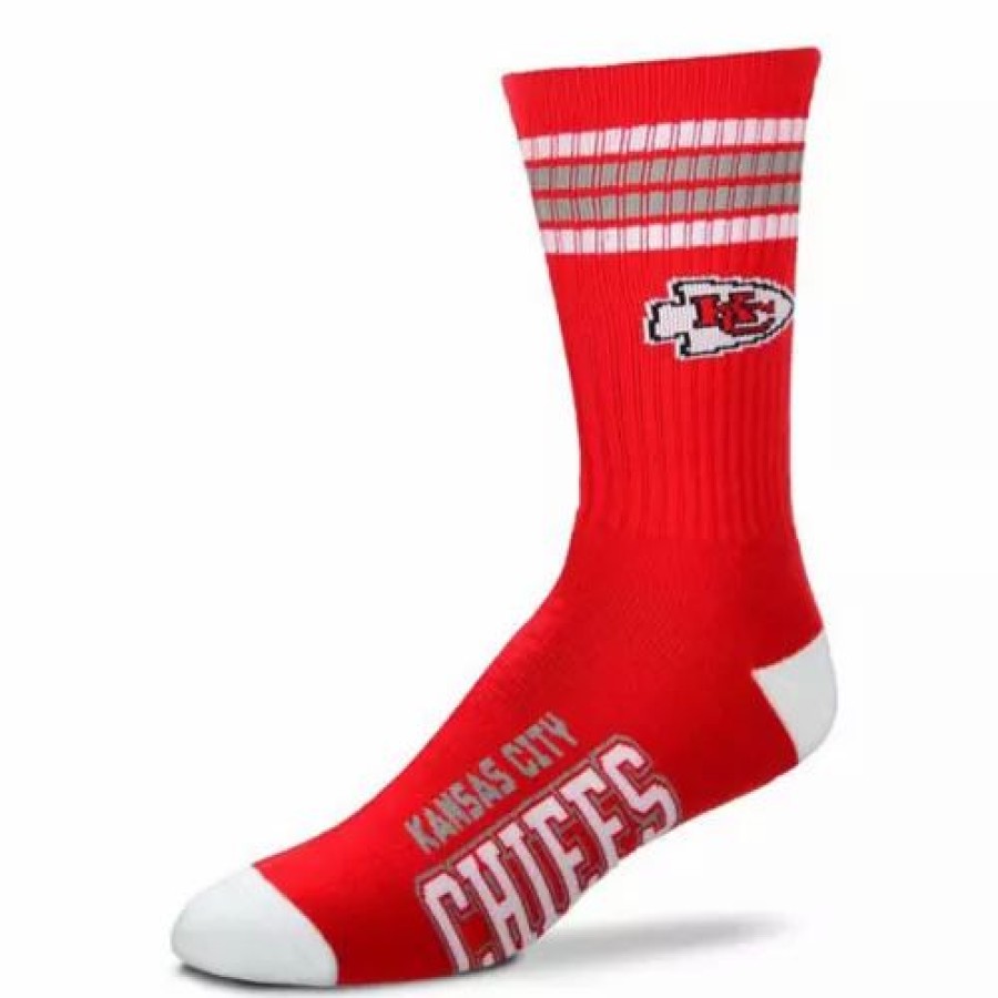 Nfl * | For Bare Feet Kansas City Chiefs 4 Stripe Deuce Socks